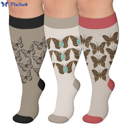 Plus Size Leopard Butterfly Compression Socks - image 0