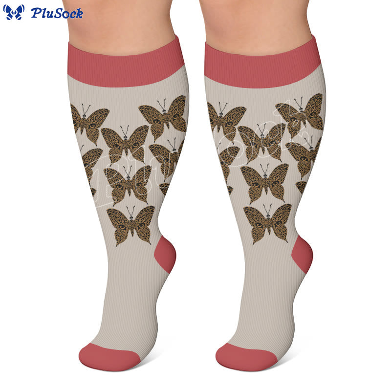 Plus Size Leopard Butterfly Compression Socks - image 4
