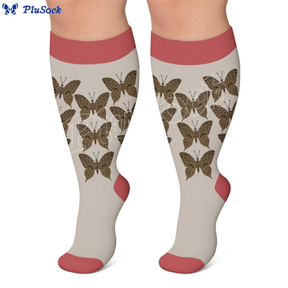 Plus Size Leopard Butterfly Compression Socks - image 4