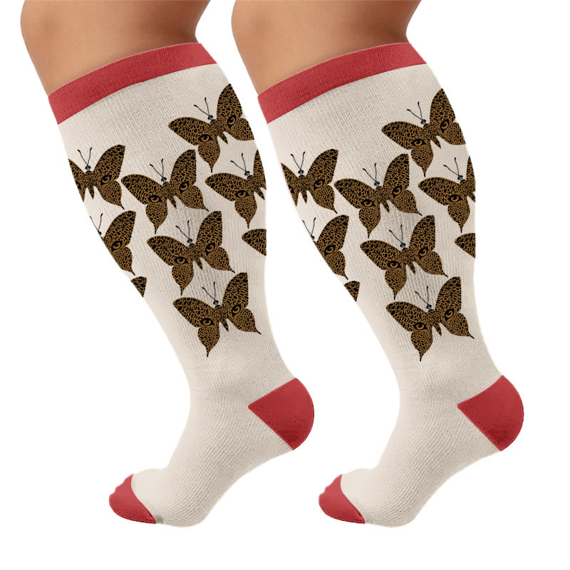 Plus Size Leopard Butterfly Compression Socks - Eye Pattern(1 Pair) - 4XL - image 7