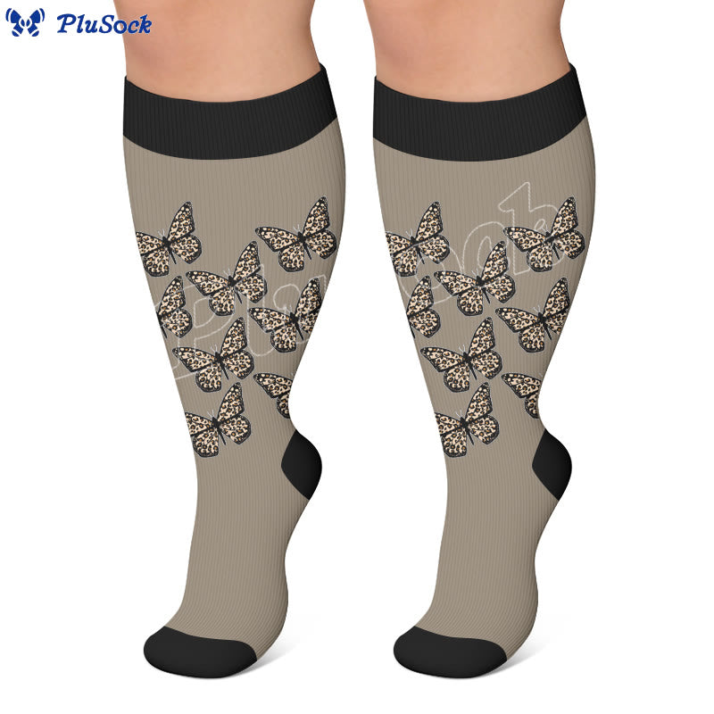 Plus Size Leopard Butterfly Compression Socks - image 2