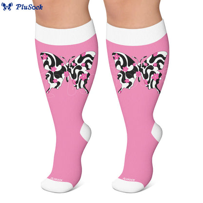 Plus Size Butterfly Heart Grid Compression Socks - image 4
