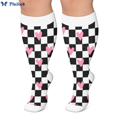 Plus Size Butterfly Heart Grid Compression Socks - image 2