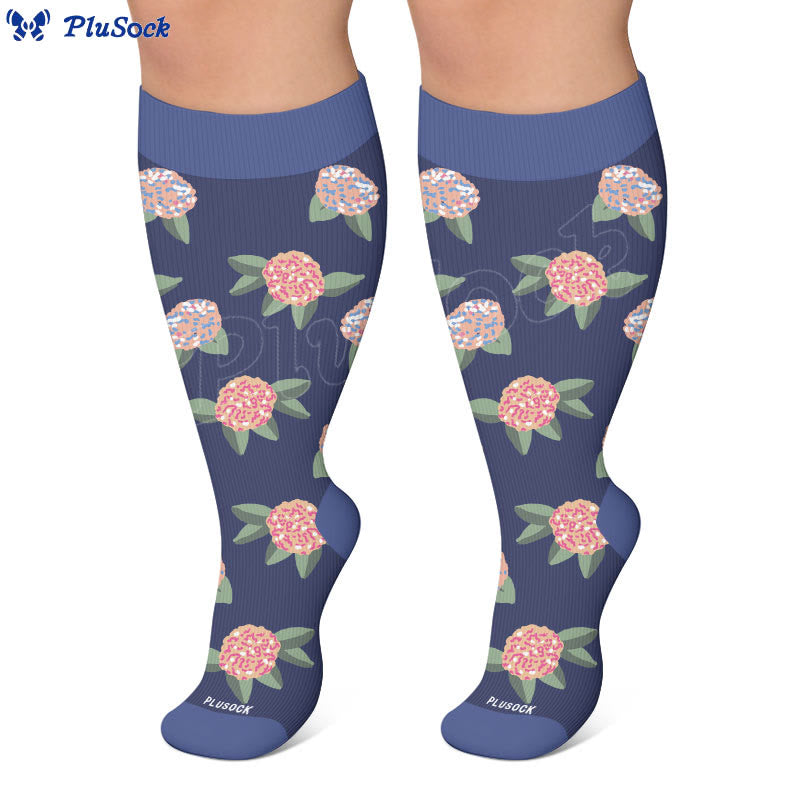 Plus Size Soft Floral Print Compression Socks - image 4