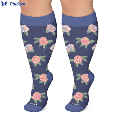 Plus Size Soft Floral Print Compression Socks - image 4