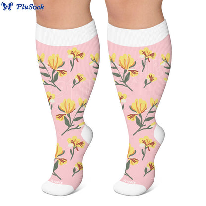 Plus Size Soft Floral Print Compression Socks - image 3