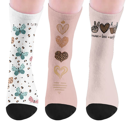 Butterfly Heart Coffee Socks - Multicolor(3 Pairs) - EU37-44(US4-10) - image 10