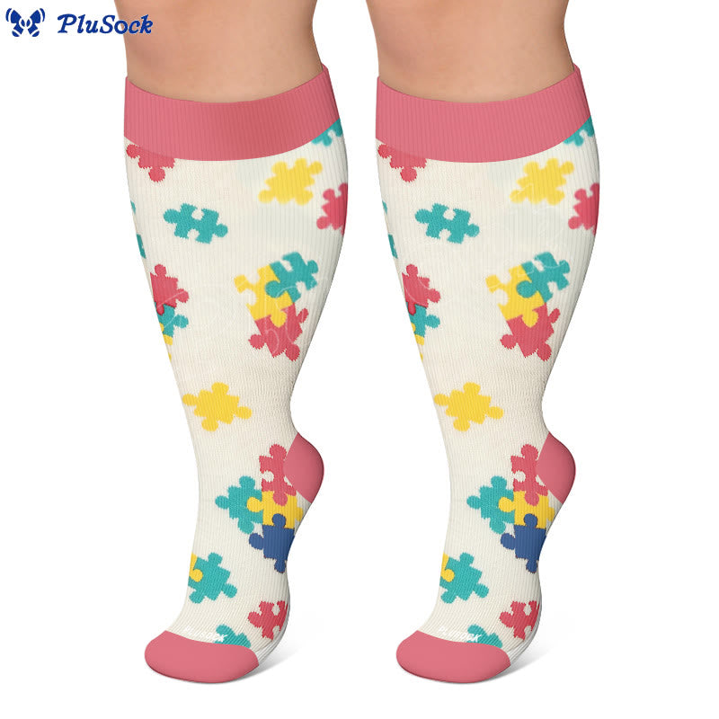 Plus Size Jigsaw Dog Paw Compression Socks - image 2