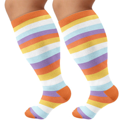 Plus Size Stripe Ballon Compression Socks - Orange(1 Pair) - 4XL - image 5
