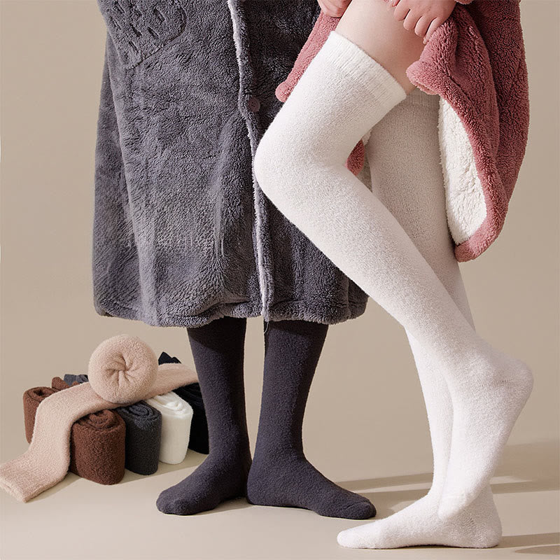 Plus Size Solid Color Thigh High Socks(2 Pairs) - image 0