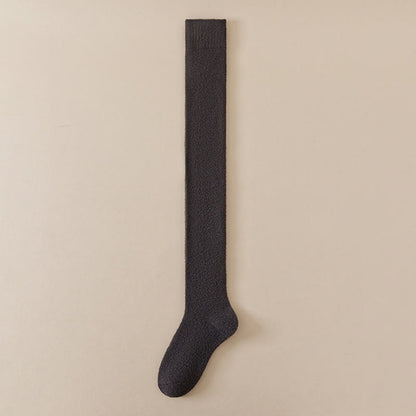 Plus Size Solid Color Thigh High Socks(2 Pairs) - Dark Grey - EU36-42(US3-8.5) - image 11