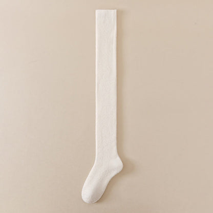 Plus Size Solid Color Thigh High Socks(2 Pairs) - Beige - EU36-42(US3-8.5) - image 12