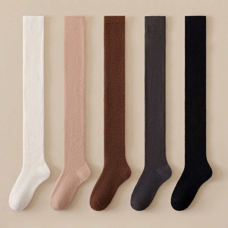 Plus Size Solid Color Thigh High Socks(2 Pairs) - image 9
