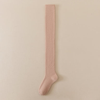 Plus Size Solid Color Thigh High Socks(2 Pairs) - Khaki - EU36-42(US3-8.5) - image 13