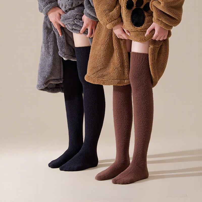 Plus Size Solid Color Thigh High Socks(2 Pairs) - image 5