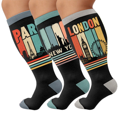 Plus Size Urban Compression Socks - Multicolor(3 Pairs) - 4XL - image 1