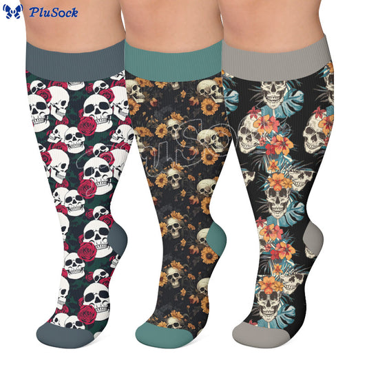 Plus Size Skull Compression Socks - image 0