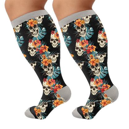 Plus Size Skull Compression Socks - Unique(1 Pair) - 4XL - image 7