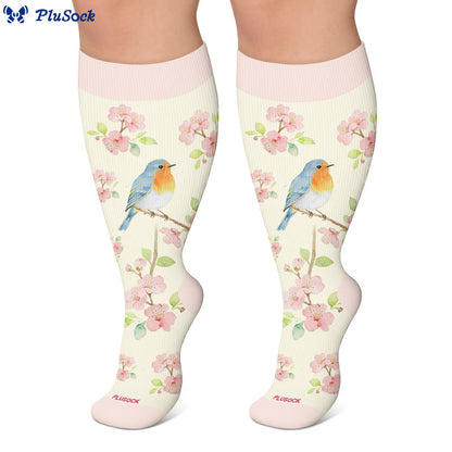 Plus Size Floral Bird Compression Socks - image 3