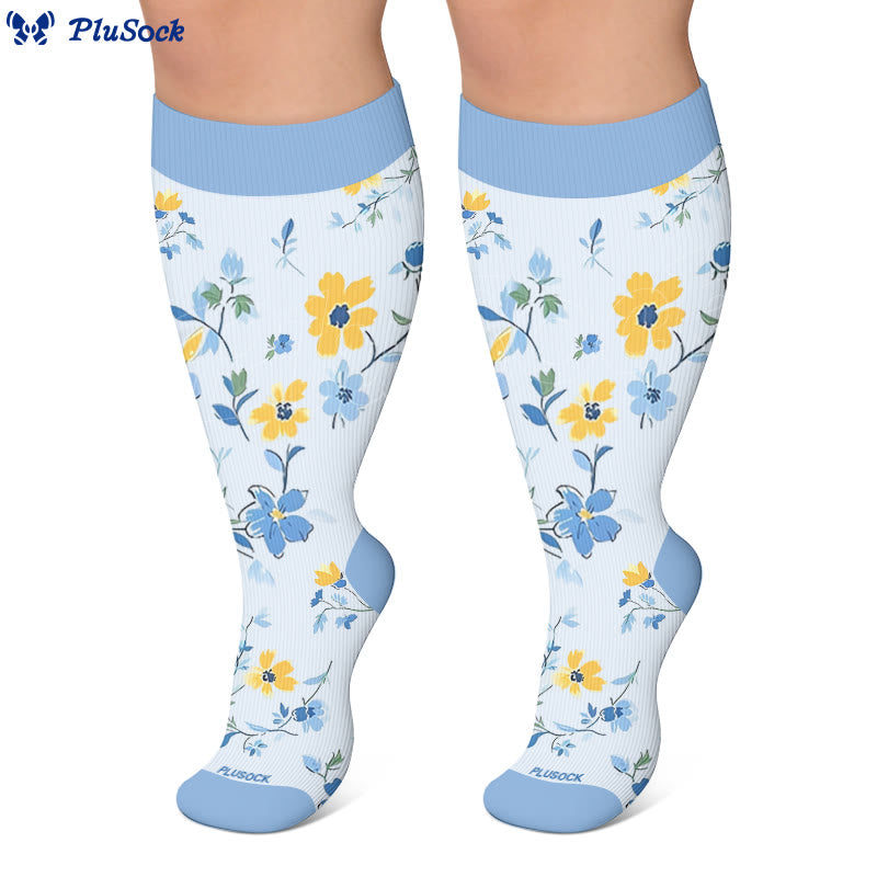Plus Size Floral Bird Compression Socks - image 4