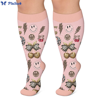 Plus Size Snake Leopard Print Compression Socks - image 2