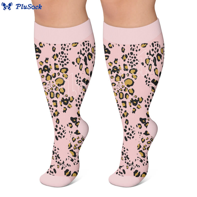 Plus Size Snake Leopard Print Compression Socks - image 3