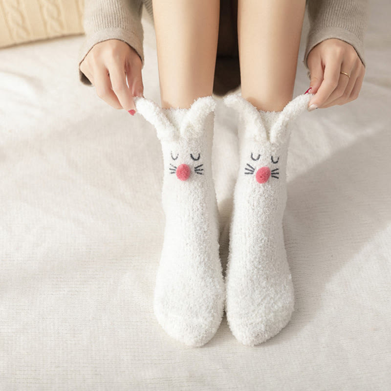 Plush Rabbit Ears Quarter Socks(3 Pairs) - image 4