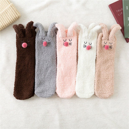 Plush Rabbit Ears Quarter Socks(3 Pairs) - image 7