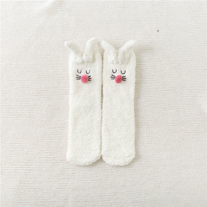Plush Rabbit Ears Quarter Socks(3 Pairs) - White - EU36-40(US3-7) - image 9