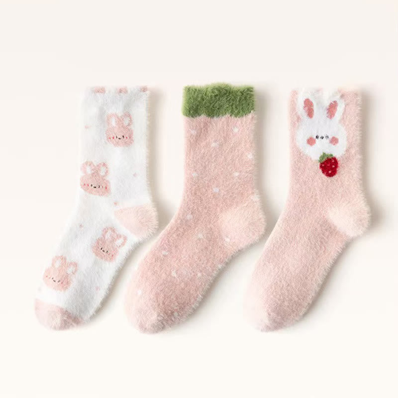 Adorable Bunny Quarter Socks(3 Pairs) - Multicolor - EU36-40(US3-7) - image 5
