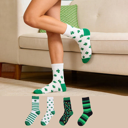Four Leaf Clover Quarter Socks(4 Pairs) - Multicolor - EU36-44(US3-9) - image 0
