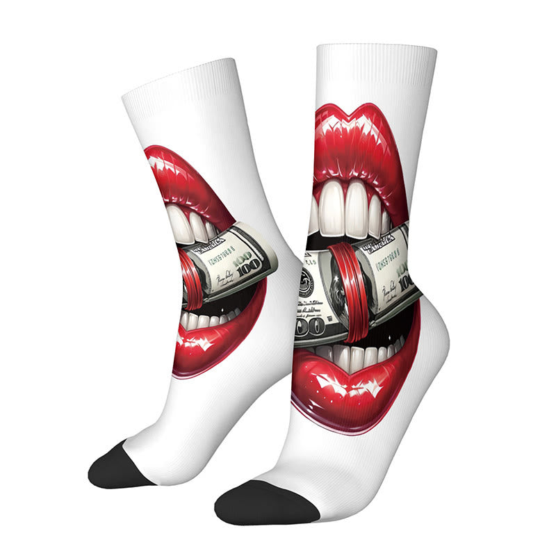 3D Lips Bow Us Dollars Quarter Socks(3 Pairs) - F - EU36-42(US3-8.5) - image 8