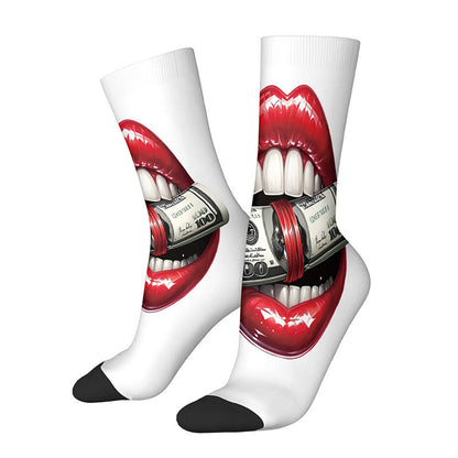 3D Lips Bow Us Dollars Quarter Socks(3 Pairs) - F - EU36-42(US3-8.5) - image 8
