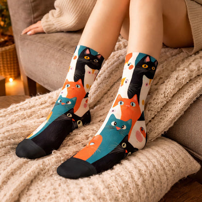 3D Cats Quarter Socks(3 Pairs) - image 1