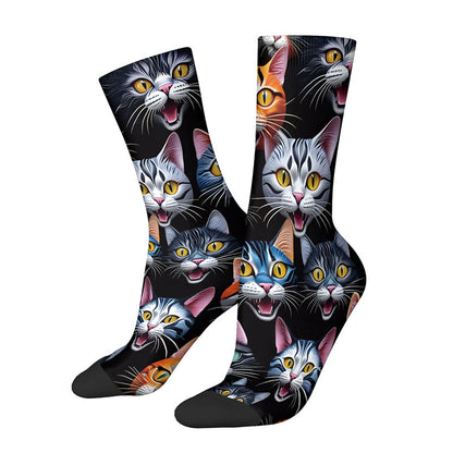 3D Cats Quarter Socks(3 Pairs) - C - EU36-42(US3-8.5) - image 5