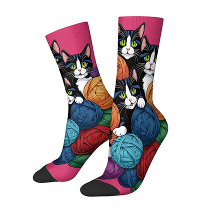3D Cats Quarter Socks(3 Pairs) - F - EU36-42(US3-8.5) - image 8