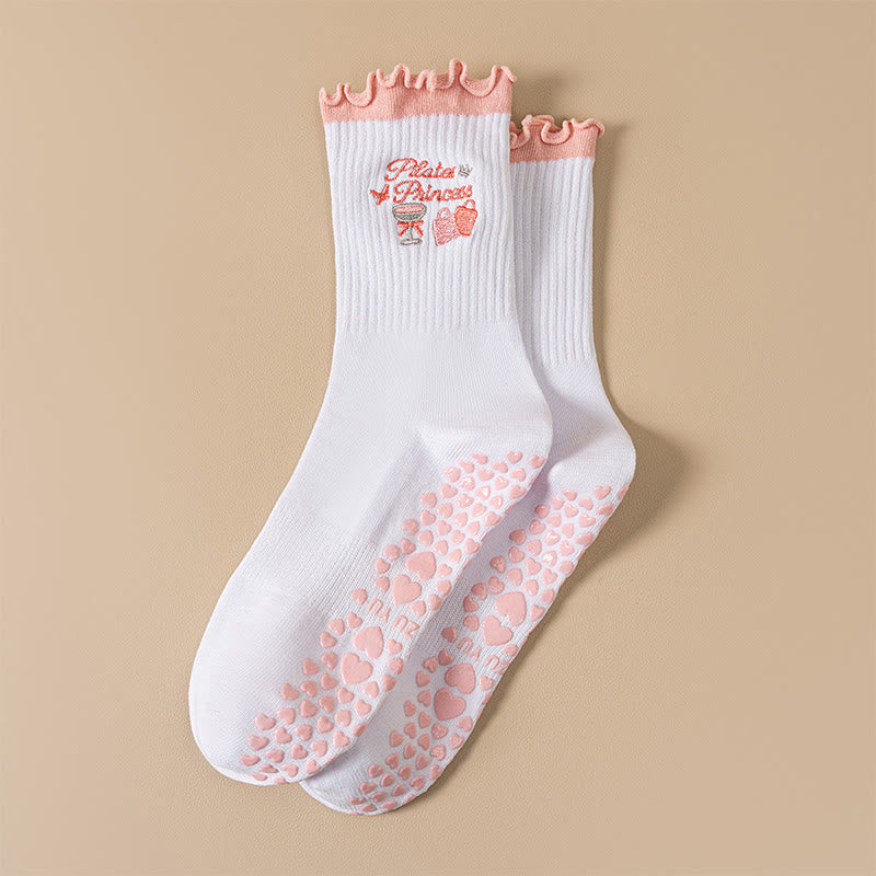 Cherry Coffee Yoga Socks(4 Pairs) - Pink - EU36-40(US3-7) - image 3