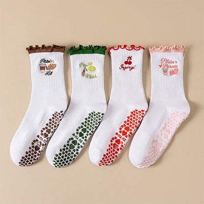 Cherry Coffee Yoga Socks(4 Pairs) - Multicolor - EU36-40(US3-7) - image 1