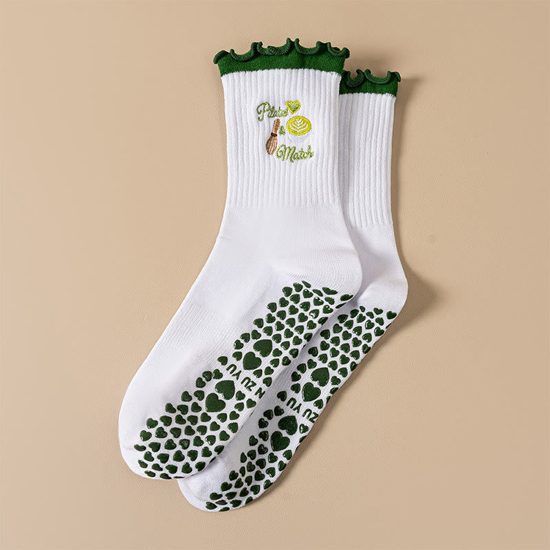 Cherry Coffee Yoga Socks(4 Pairs) - Green - EU36-40(US3-7) - image 2