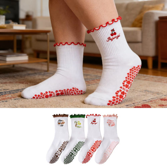 Cherry Coffee Grip Socks(4 Pairs) - image 0