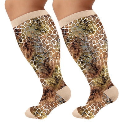 Plus Size Textured Compression Socks - Giraffe(1 Pair) - 4XL - image 6