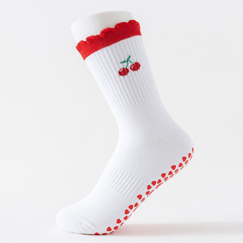 Cherry Heart Bow Avocado Yoga Socks(4 Pairs) - image 2