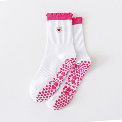 Cherry Heart Bow Avocado Yoga Socks(4 Pairs) - Pink - EU36-40(US3-7) - image 7