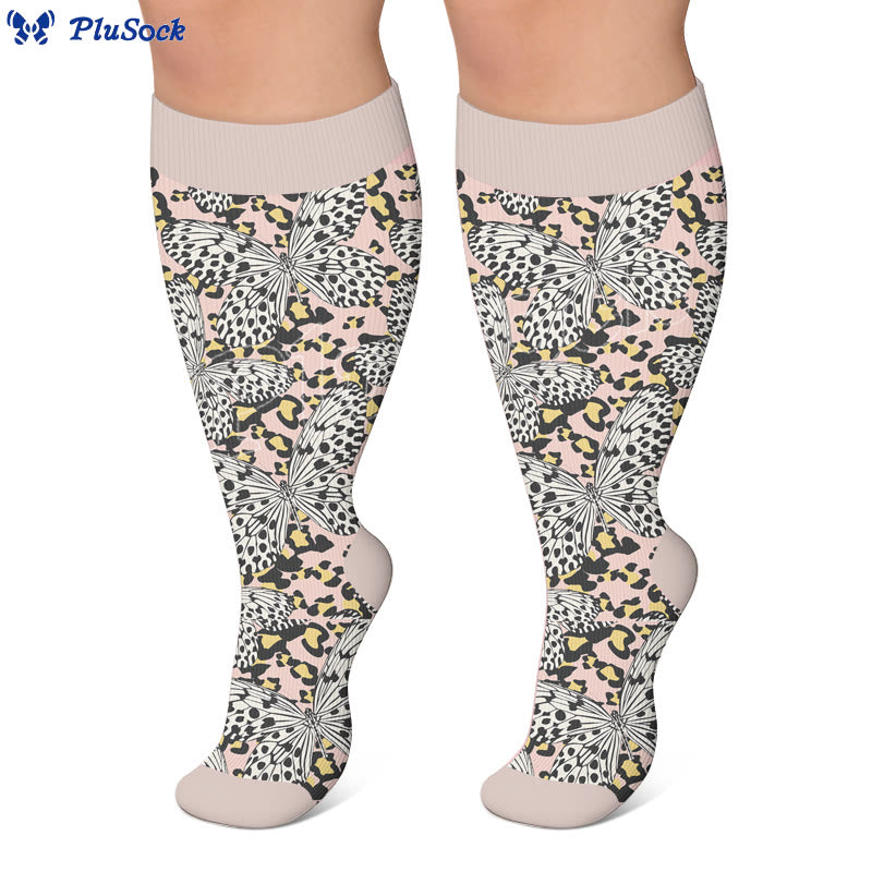 Plus Size Printed Butterfly Pattern Compression Socks - image 3