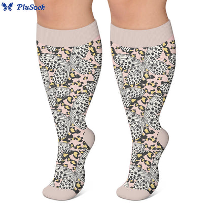 Plus Size Printed Butterfly Pattern Compression Socks - image 3