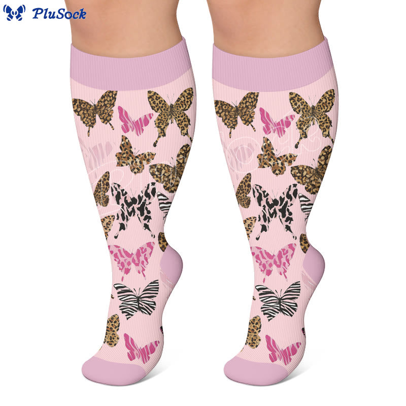 Plus Size Printed Butterfly Pattern Compression Socks - image 4