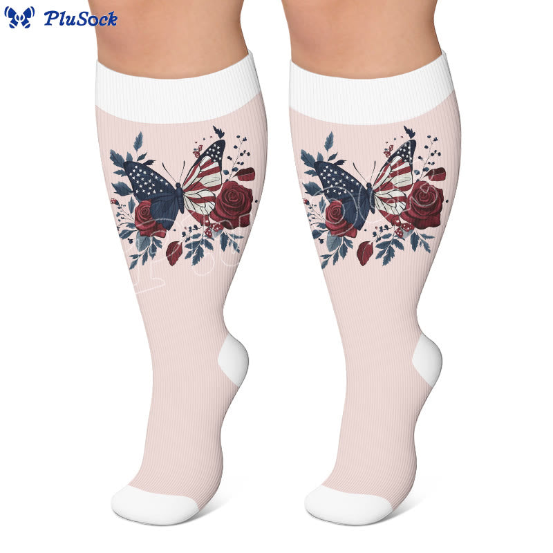 Plus Size Floral Butterfly Compression Stockings - image 4
