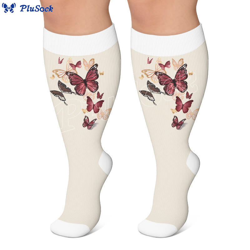 Plus Size Floral Butterfly Compression Stockings - image 2
