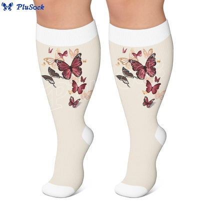 Plus Size Floral Butterfly Compression Stockings - image 2