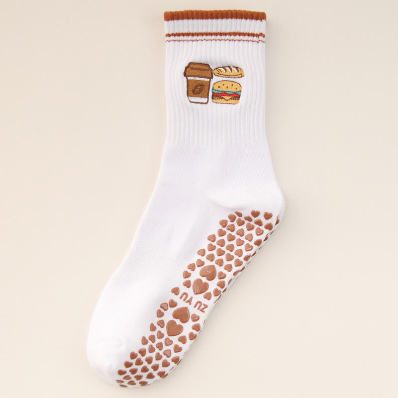 Plusoc Puppy Coffee Yoga Socks(3 Pairs) - Hamburger - EU36-40(US3-7) - image 10